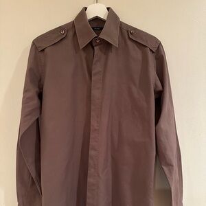 Gucci men’s button up shirt dark green brown color size 38/15